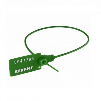 Пластиковая номерная одноразовая пломба 14 СМ с логотипом заказчика зеленая